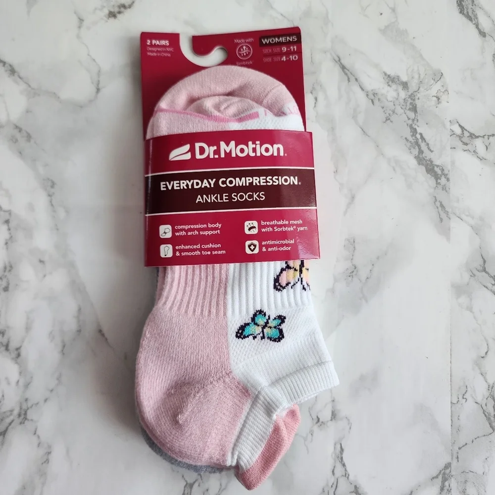 Dr. Motion Ankle Socks 6 Pairs Compression Socks Size Socks 9–11 Shoe 4-10